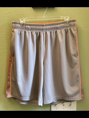 Xersion Gray Athletic Shorts with Orange Trim